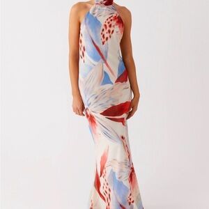 Peppermayo Floral Halter Backless Maxi Dress